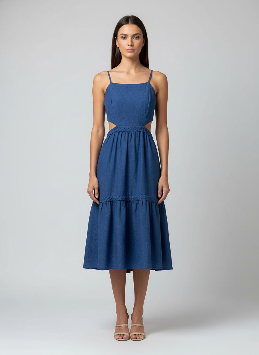 Vestido Midi Linho Frente Única