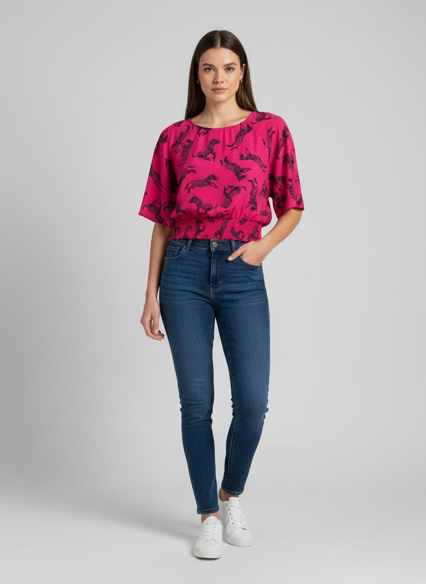 Cropped Estampa Cavalos