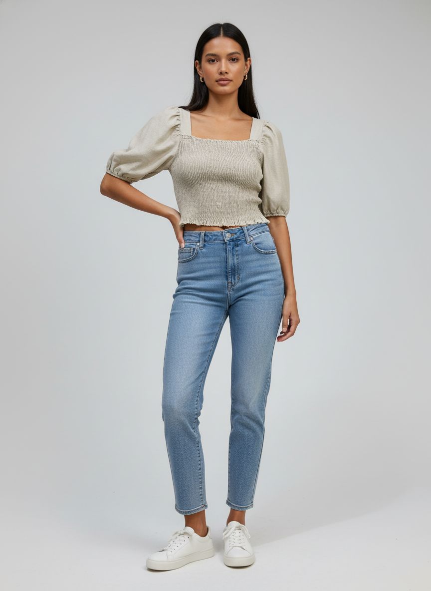 Cropped Lastex Linho