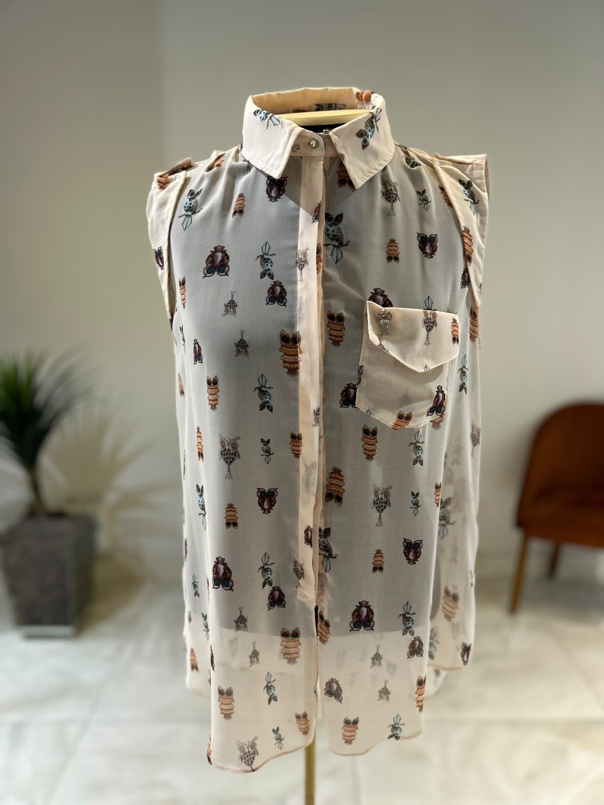 Camisa Sem Manga Coruja