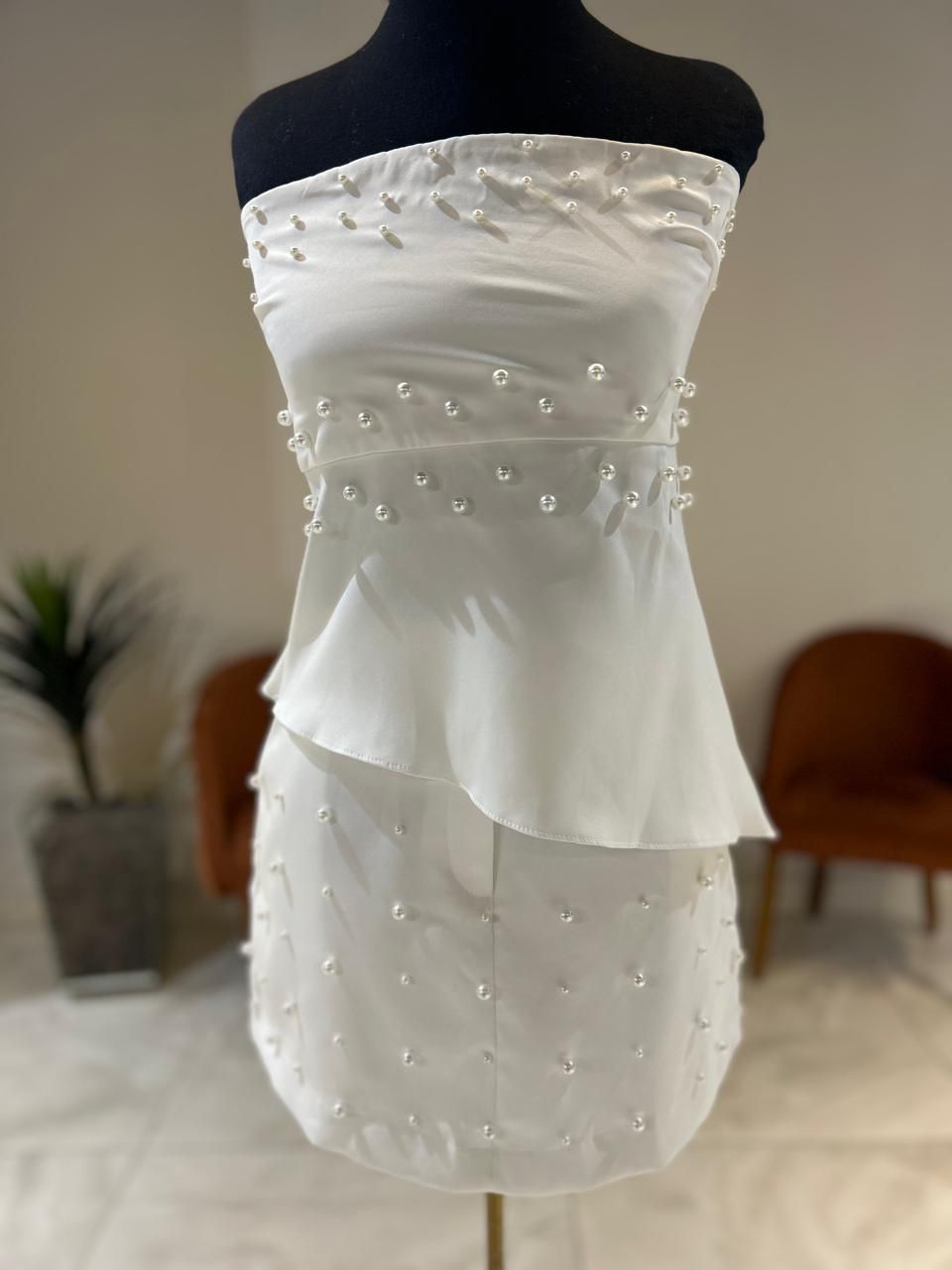 Conjunto Saia + Tomara Que Caia Pérolas