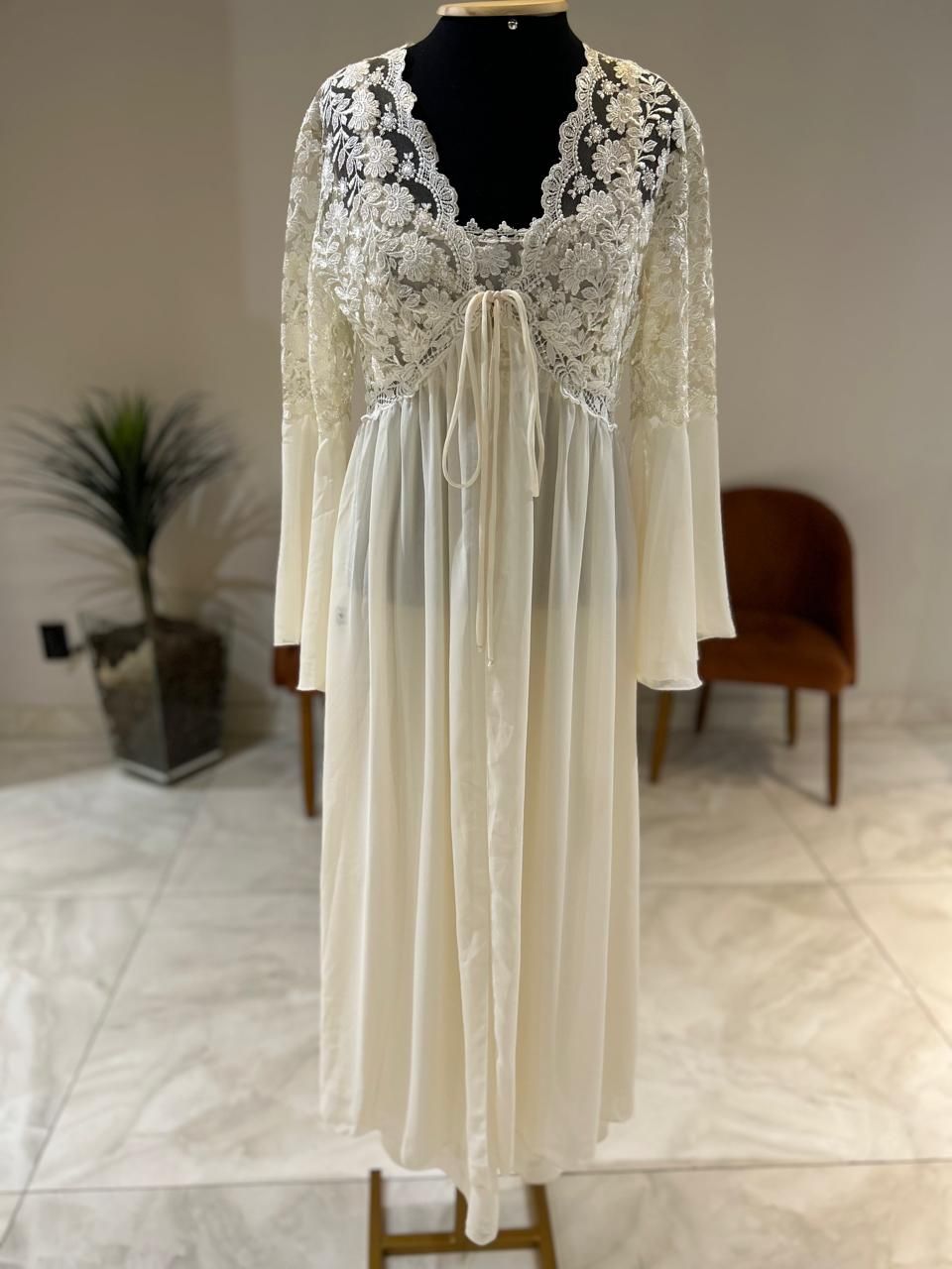 Camisola+ Robe Rendado