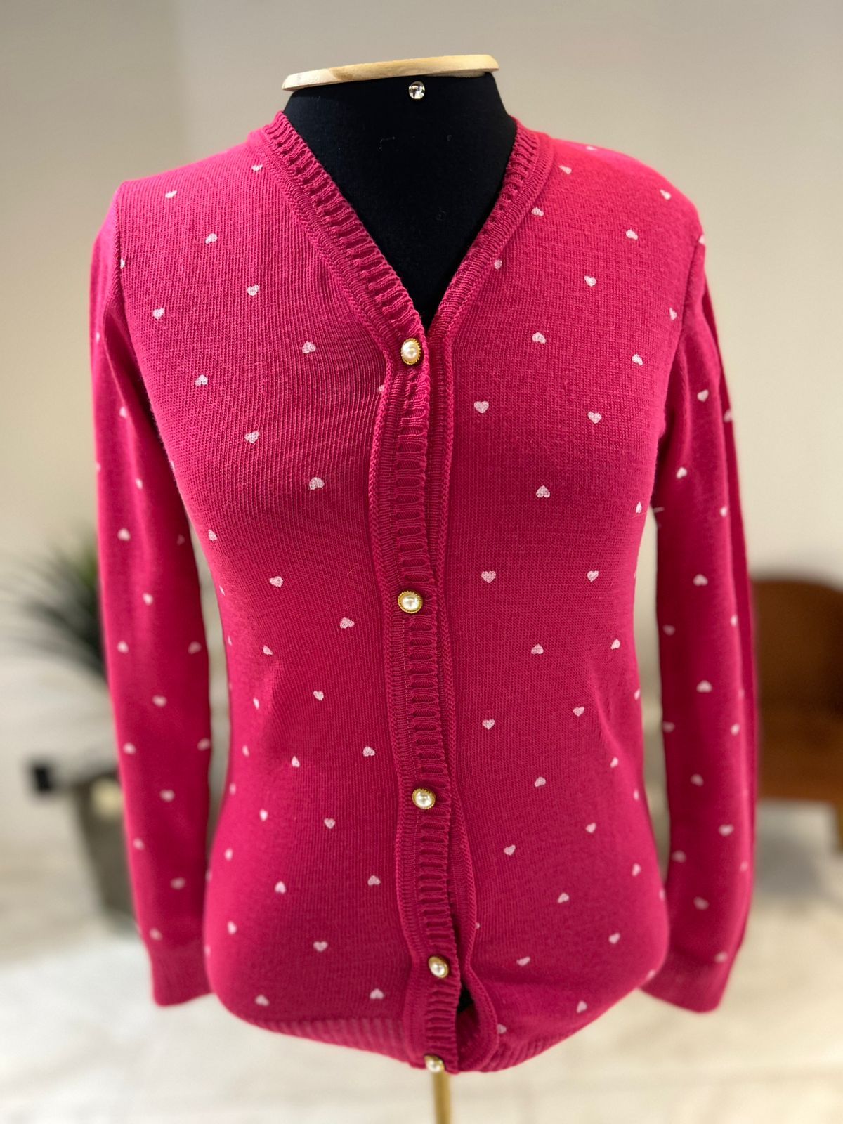 Cardigan Tricot Corações