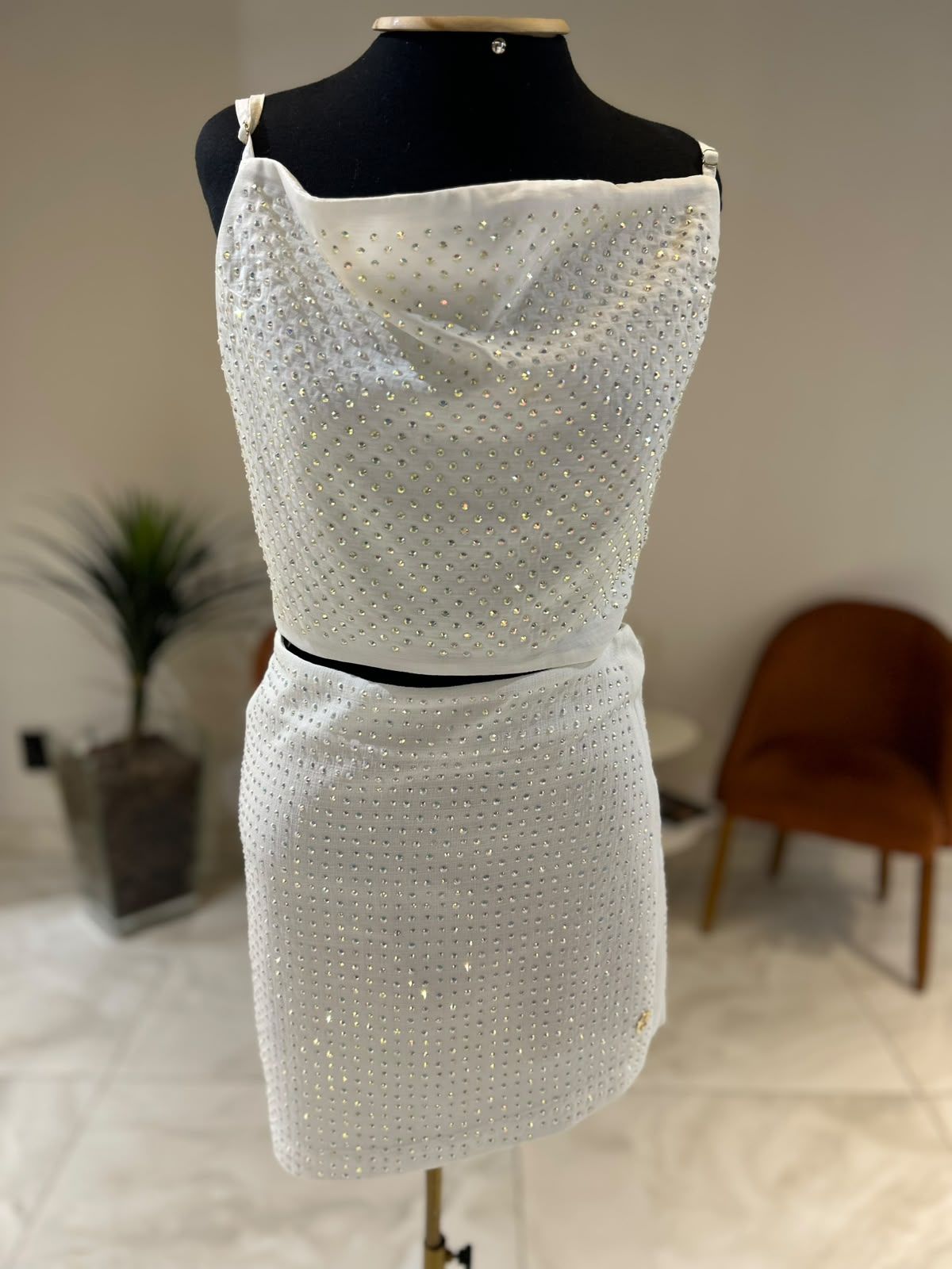 Conjunto Saia + Top Strass