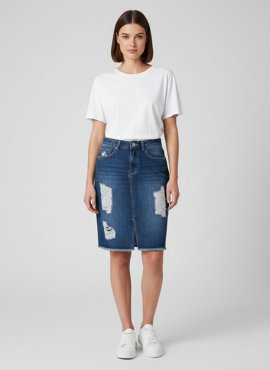Saia Jeans Lapis