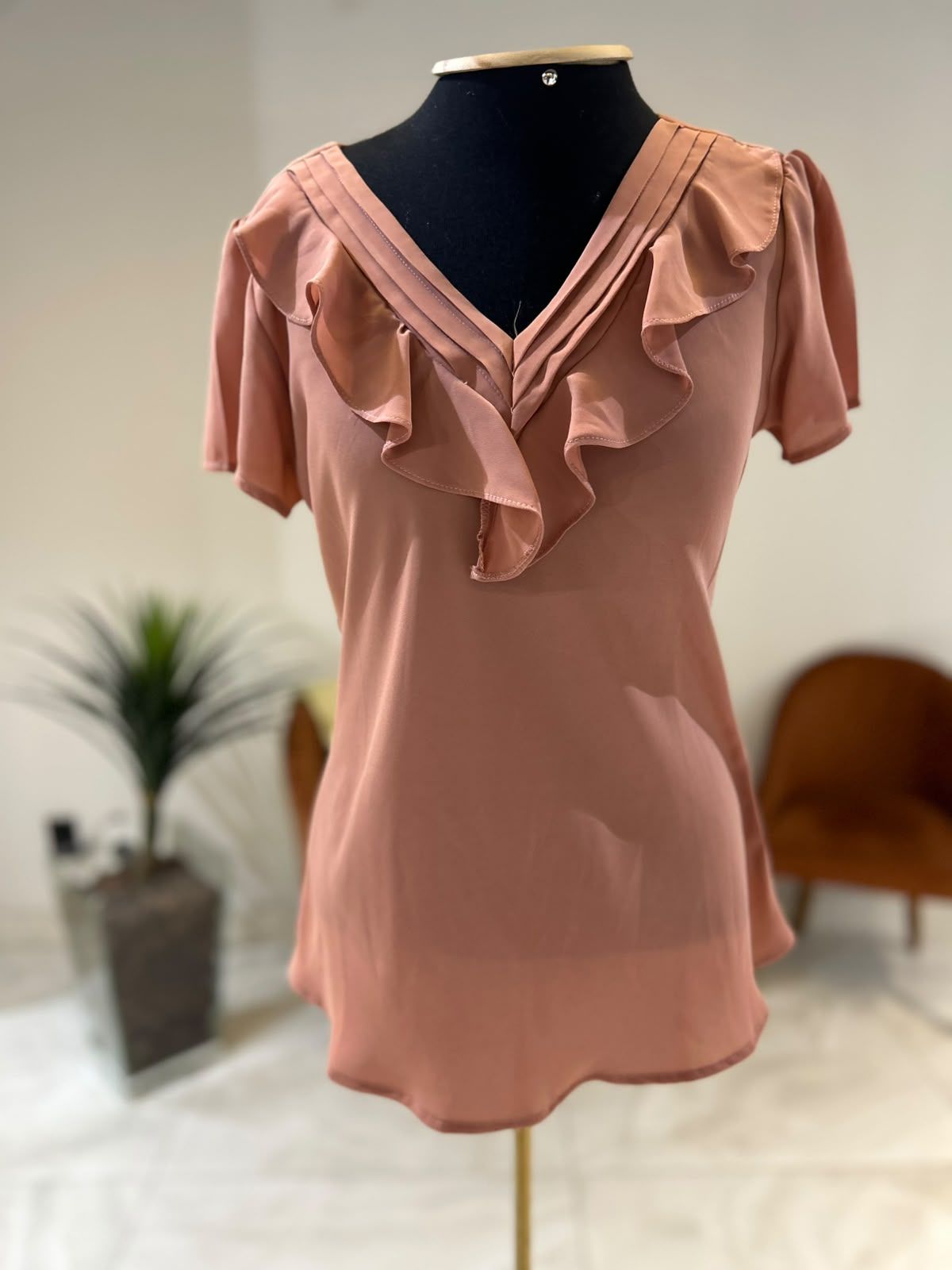 Blusa Manga Princesa Detalhe Decote